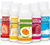 ALPHAPOWER FOOD Arôme alimentaire naturel, SET SUPER ÉCONOMIQUE 5x10ml liquide - gouttes aromatisantes et édulcorant sans sucre, goût délicieux, vegan liquid sweetener Flavour Drops, Flavdrops