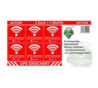 AlphaShield Lot de 6 autocollants GPS pour l'intérieur ou l'extérieur pour vélo, moto, engins de construction, voiture, camion, alarme, anti-vol, tracker sécurisé R047 (adhésif intérieur)