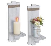 Alphatool Lot de 2 Appliques murales rustiques à Suspendre en Bois de Style Nordique pour Chambre à Coucher, Salon, Cuisine, Salle de Bain, Blanc, Gris, Noir