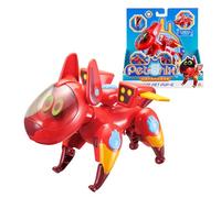 Petronix Defenders EU820210 - Transformer Pup-E Modo Max, Figurine de Jeu pour Enfants d'environ 12 cm, Chien Robot Transformable avec Ailes Pliantes, Red C