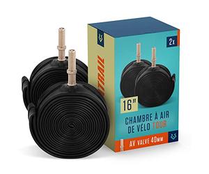Alphatrail Chambre à Air Vélo Rick 16 Pouces AV Schrader Valve 2X Ensembles avec Mobilité Garantie I Compatible Pneu Vélo Compatible Continental, Conti, Schwalbe, Maxxis, Michelin & Kenda