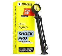 Alphatrail ShockPro Pompe Double Action pour Amortisseur - gonfle en poussant et en tirant | 400 PSI / 27,6 Bar | pour fourches et amortisseurs à air - Valve Schrader | Manomètre & Valve de Purge