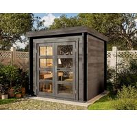 Alpholz Abri de jardin Paloma Petit en bois gris anthracite avec paroi de 28 mm d'épaisseur, avec sol