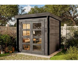 Alpholz Paloma Petit Abri de jardin imprégné Gris 230 x 230 cm Avec toiture et sol