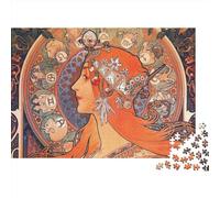 Alphonse Maria Mucha Puzzle De 1000 Pièces, Peinture à l'huile Puzzles, Puzzle Impossible, Jeu D'adresse pour Toute La Famille, Cadeau De Vacances Ou d'anniversaire