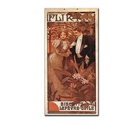 Alphonse Mucha Flirt Lefevre Utile - Art nouveau - Poster décoratif sur toile pour salon, chambre à coucher, 50 x 100 cm