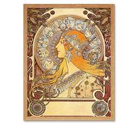 Alphonse Mucha Zodiac 1896 Old Master Painting Wall Art Print Mur Encadré Décor 30 x 41 cm