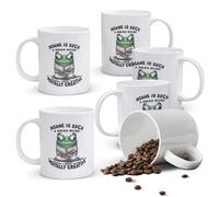 Alphynix 1 Mug blanc 33 vec citation "Fou est un mot méchant, je préfère mentalement créatif" et design grenouille originale, cadeau de Noël ou Thanksgiving spirituel,Le cadeau de la saint-valentin