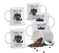 Alphynix 1 Mug blanc 33 vec "Je me fiche du jour qu'il est" Grumpy Cat & citation café, cadeau humour matinal relatable pour Noël ou Thanksgiving,Le cadeau de la saint-valentin, cadeau d’anniversai