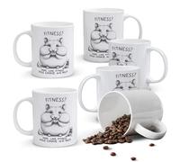Alphynix 1 Mug blanc 33 vec jeu de mots "Fitness : un cookie entier dans ma bouche" et hamster mignon, cadeau de Noël ou Thanksgiving spirituel pour gourmets,Le cadeau de la saint-valentin, cadeau