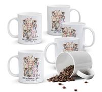 Alphynix 1 Mug céramique blanc 33 vec un rassemblement ludique de chatons multicolores, cadeau vibrant et joyeux pour admirateurs de chats cette saison de fêtes,Le cadeau de la saint-valentin, cade