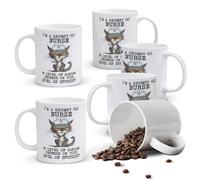 Alphynix 1 Mug céramique blanc 33 vec une Infirmière Grumpy Cat avec stéthoscope, cadeau parfait pour les vrais professionnels médicaux honnêtes cette saison de fêtes,Le cadeau de la saint-valentin