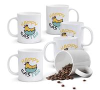 Alphynix 1 Mug Joyeuses Pâques, 33 ramique blanche avec poussin mignon sortant d'un œuf bleu, cadeau de Pâques festif pour enfants & adultes,Le cadeau de la saint-valentin, cadeau d’anniversaire