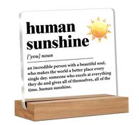 Alphynix 1 pc "Human Sunshine" plaque en acrylique, support sur socle en bois avec motif de soleil jaune et définition inspirante "Une personne incroyable avec une belle âme", cadeau de décoration de 