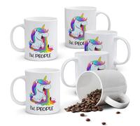 Alphynix Mug blanc 1 pièce 11 oz avec citation impertinente "BEURK, LES GENS" et licorne crachant un arc-en-ciel, cadeau amusant contrasté de Noël ou de Thanksgiving, cadeau de Saint-Valentin, cadeau 