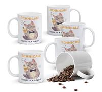 Alphynix Mug blanc 1 pièce 11 oz avec "techniquement l’alcool est une solution", blague de chimie et dessin de chat tuxedo, cadeau de Noël ou de Thanksgiving, humour scientifique