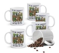 Alphynix Mug blanc 11 oz, 1 pièce, avec « Je me perds dans le jardin pour perdre l’esprit et retrouver l’âme », et une illustration détaillée des outils de jardinage, thème du jardinage, cadeau de Noë