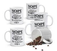 Alphynix Mug blanc 11 oz, 1 pièce, avec motif chat grognon "NOPE NOT TODAY" et phrase amusante, cadeau de Noël ou de Thanksgiving, humour de refus