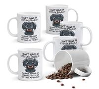 Alphynix Mug blanc 11 oz, 1 pièce, motif chien dachshund moqueur avec slogan « Je n’ai pas de problème d’attitude », cadeau de Noël ou de Thanksgiving sans complexe
