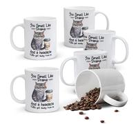 Alphynix Mug blanc avec citation humoristique « You Smell Like Drama » et chat grincheux - 33 cl