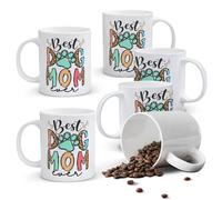 Alphynix Mug en céramique avec citation « Best Dog Mom Ever », patte de chien et léopard - 33 cl
