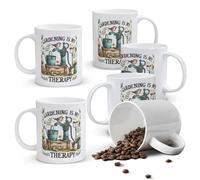 Alphynix Mug en céramique blanc 1 pièce 11 oz avec arrosoir, pelle et fleurs épanouies avec oiseau, cadeau idéal pour passionnés de jardinage cette saison des fêtes cadeau de Saint-Valentin, cadeau d’