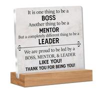 Alphynix Plaque de reconnaissance Triple fonction, "Boss, Mentoreur et Chef comme vous", présentoir en acrylique avec socle en bois, cadeau parfait pour la retraite ou la promotion du manager, 1 pièce