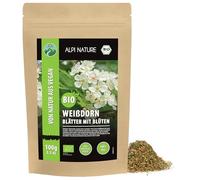 Alpi Nature Aubepine Tisane BIO 100g, Тhé en Vrac, Feuilles et Fleurs d'Aubépine Séchées et Coupées