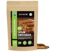 Alpi Nature Cannelle de Ceylan BIO en Bâtons 250g, Bâtons de Cannelle 80 mm, Environ 29-31 par Sachet