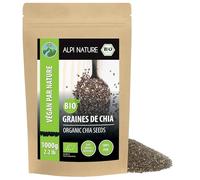 Alpi Nature Graine de Chia BIO 1kg, Graines de Chia Noires Entières Crues pour Smoothies, Yaourts et Mueslis
