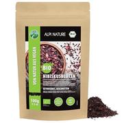 Alpi Nature Hibiscus BIO Tisane 100g, Fleurs et Pétales d'Hibiscus Séchés et Coupés, Thé en Vrac