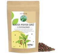 Alpi Nature Poivre 5 baies en grain 1kg, Mélange d'Épices de 5 Couleurs, Poivre Noir, Blanc, Vert, Rose et Piment de la Jamaïque