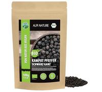 Alpi Nature Poivre Noir de Kampot BIO 100g, Poivre Kampot Noir Entier pour la Cuisine