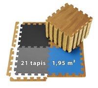 ALPIDEX 1,95 m² Tapis Protection Sol 21 Pièces 30 x 30 x 1 cm Tapis Bordures Fitness Sport Puzzle Dalle Mousse Gym Garage Piscine Isolation, Couleur:Aspect Bois