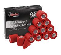ALPIDEX 12 Rouleaux Bande Cohésive 5 cm x 4,5 m Bandage Autoadhésif Plusieurs Couleurs Bande Auto Adhésif Strap Doigt Cheville Genou Médical Pansements Vet Wrap Chien Cheval Chat, Couleur:rouge