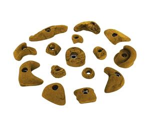 ALPIDEX 15 Prises d'escalade | Différentes Tailles Formes | Taille L, M, S | Pierres Escalade | Set Prises d'escalade | Poignées Escalade, Couleur:Jaune-moucheté