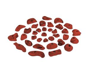 ALPIDEX 35 Prises d'escalade | Surface d'escalade 3-5 m² | Tailles L, M, S | Pierres Escalade | Set Prises Escalade | Poignées Escalade | Résistant Aux Intempéries, Couleur:Rouge-moucheté