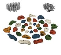 ALPIDEX 35 Prises Escalade avec Vis et Écrous Mur Pierre Blocs Set | Poignée, Accroche, Arbre, Bloc, Grip, Kit, Support, dès 3 ans, jusqu'à 200 kg, plastique, multicolore, montage