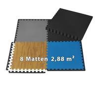 ALPIDEX 8 Pièces Tapis Protection Sol 60x60x1 cm Matelas Puzzle 2,88 m² EVA Caoutchouc Tapis Bordures Antidérapant Tatami Fitness Sport Dalle Mousse Gym Garage Piscine Isolation, Couleur:Black