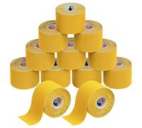 ALPIDEX Bande Kinésiologie Tape Jaune 12 Rouleaux 5m x 5cm Strap Sport | Ruban élastique, imperméable, sans latex, coton, respirant, taping, genou, cheville, tendon, dos, épaule, poignet, coude