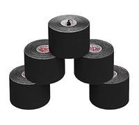 ALPIDEX Bande Kinésiologie Tape Noir 5 Rouleaux 5m x 5cm Strap Sport | Ruban élastique, imperméable, sans latex, coton, respirant, taping, genou, cheville, tendon, dos, épaule, poignet, coude