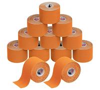 ALPIDEX Bande Kinésiologie Tape Orange 12 Rouleaux 5m x 5cm Strap Sport | Ruban élastique, imperméable, sans latex, coton, respirant, taping, genou, cheville, tendon, dos, épaule, poignet, coude