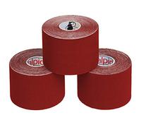 ALPIDEX Bande Kinésiologie Tape Rouge 3 Rouleaux 5m x 5cm Strap Sport | Ruban élastique, imperméable, sans latex, coton, respirant, taping, genou, cheville, tendon, dos, épaule, poignet, coude