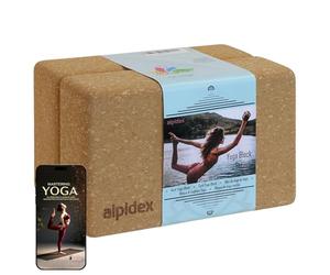 ALPIDEX Bloc de liège Yoga Brique lot de 2 y compris un e-book avec 100 exercices écologique et durable liège de Portugal, Taille:2 pièces - 23 x 14 x 7.5 cm
