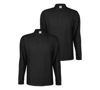 ALPIDEX Lot de 2 Polos Homme Polo Shirt Manches Longues en Coton Shirt Classique Casual Uni S M L XL XXL 3XL 4XL 5XL, Taille:M, Couleur:Noir