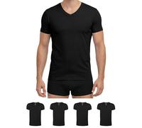 ALPIDEX Lot de 4 T-Shirts pour Hommes Débardeur à Manches Courtes Encolure en V Business Maillot de Corps, Taille:XXL, Couleur:Noir