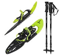 ALPIDEX Raquette Neige 38-46 Jusqu'à 140 kg Sac Transport Bâtons Optionnel, Couleur:Lime avec bâtons