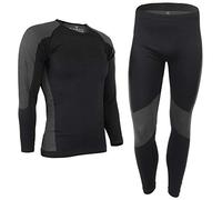 ALPIDEX sous vêtement Thermique Homme Tenue Fonctionnel Ensemble Ski Chaud Flexible Respirant Hiver Automne, Taille:S/M, Couleur:Noir-Gris
