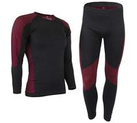 ALPIDEX sous vêtement Thermique Homme Tenue Fonctionnel Ensemble Ski Chaud Flexible Respirant Hiver Automne, Taille:l/XL, Couleur:Noir-Rouge