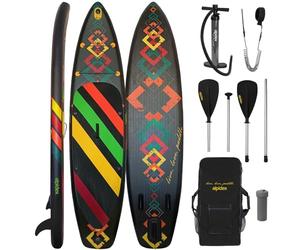 ALPIDEX Stand Up Paddle Board 320x76x15 cm Sup Planche Gonflable iSup Sac à Dos Pagaie Pompe à Double Action Laisse Max. 200 kg, Couleur:Noir